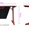 OVERDRIVE Gaming Desk 120cm  Computer Black PC Red LED Lights Carbon Fiber Look