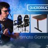 OVERDRIVE Gaming Desk 139cm PC Setup Table Computer Carbon Fiber Style Black