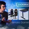 OVERDRIVE Gaming Desk 139cm PC Table Computer Setup Carbon Fiber Style Black