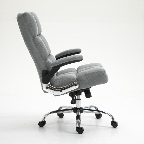 Velvet Home Ergonomic Swivel Adjustable Tilt Angle and Flip-up Arms Office Chair. – Grey