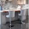 4x Height Adjustable Swivel Bar Stool Velvet Stud Barstool with Footrest and Chromed Base- Gray