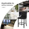 4X Velvet Bar Stools with Studs Trim Wooden Legs Tufted Dining Chairs Kitchen