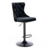 4x Height Adjustable Swivel Bar Stool Velvet Nailhead Barstool with Footrest