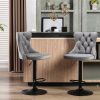 4x Height Adjustable Swivel Bar Stool Velvet Nailhead Barstool with Footrest