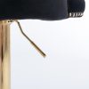 2x Height Adjustable Swivel Bar Stool Velvet Studs Barstool with Footrest and Golden Base – Black