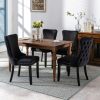 2x Velvet Upholstered Dining Chairs Tufted Wingback Side Chair with Studs Trim Solid Wood Legs for Kitchen