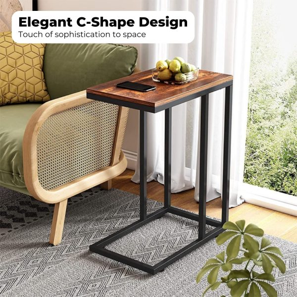 C-Shaped End Table with Anti Slip Base (Walnut)