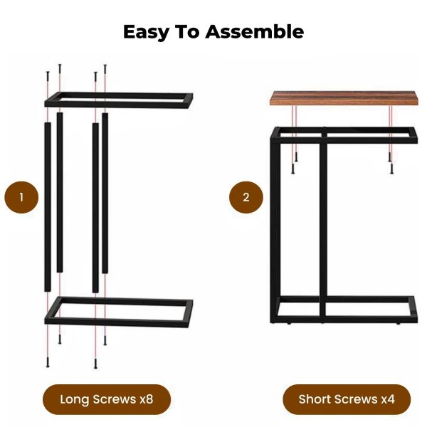 C-Shaped End Table with Anti Slip Base (Walnut)