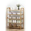 5 Tier Bamboo Shoe Rack Storage Organizer Stand Shelves