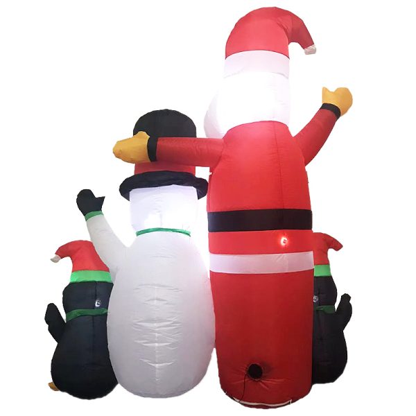 1.8m Santa Snowman and Penguin Greeting Christmas Inflatable with LED FS-INF-14