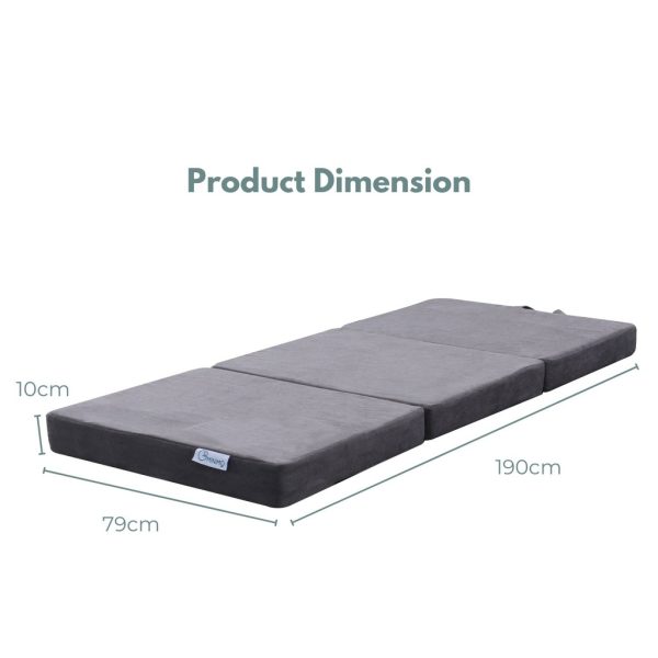 Batavia 3 Fold Folding Mattress – Light Grey, SINGLE