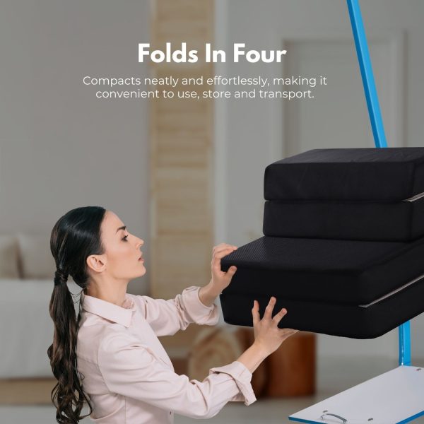 4 Fold Folding Mattress Black Air Mesh