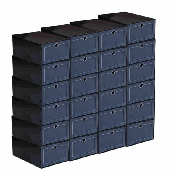 Plastic Shoe Box 24 PCS Black