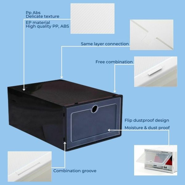 Plastic Shoe Box 24 PCS Black