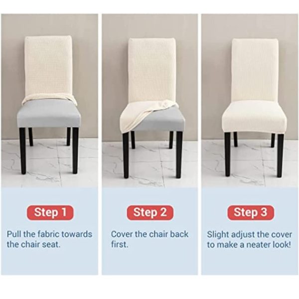 6pcs Dining Chair Slipcovers/ Protective Covers (Ivory) GO-DCS-101-RDT