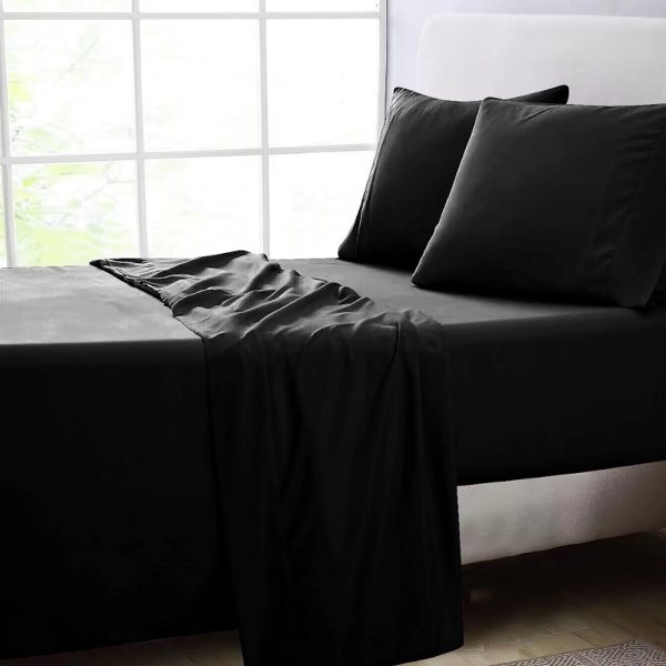 4 Pcs Bed Sheet Set 1000 Thread Count Ultra Soft Microfiber – Single (Black) GO-BS-110-XS