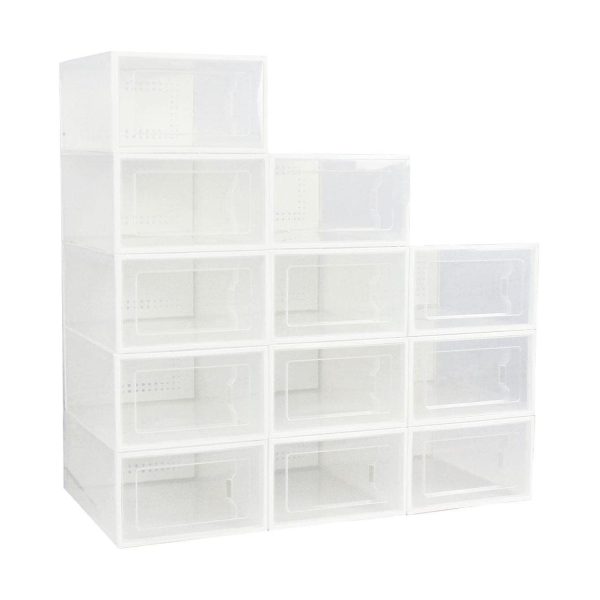 Plastic Shoe Box 12PCS Medium Size Premium (White)