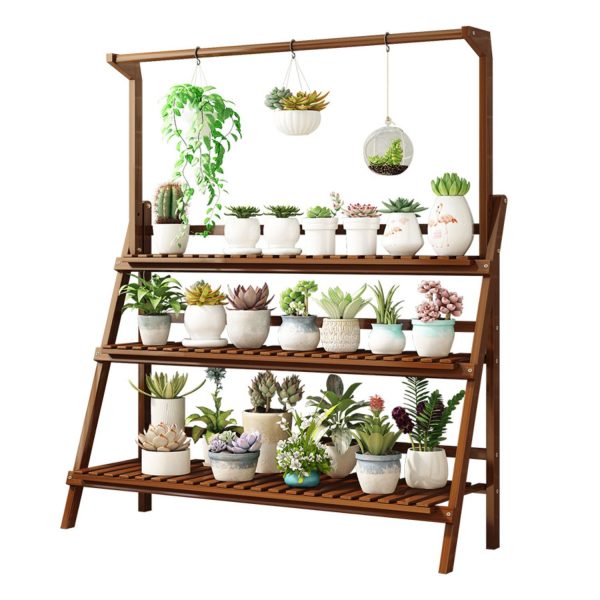 GOMINIMO Bamboo Plant Stand 3 Tier – Dark Brown