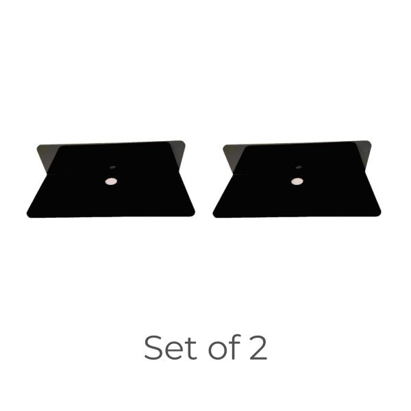 Acrylic Floating Wall Shelves Set of 2 with Cable Clips (Black) GO-FWS-102-SYD