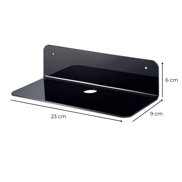 Acrylic Floating Wall Shelves Set of 2 with Cable Clips (Black) GO-FWS-102-SYD