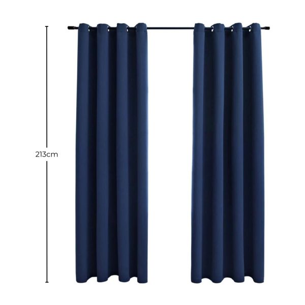 Blackout Window Curtains for Thermal Insulated Room (Set of 2, W132cm x D213cm, Dark Blue)