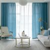 Natural Linen Blended Curtains (Set of 2, W132cm x D243cm, Dark Blue)