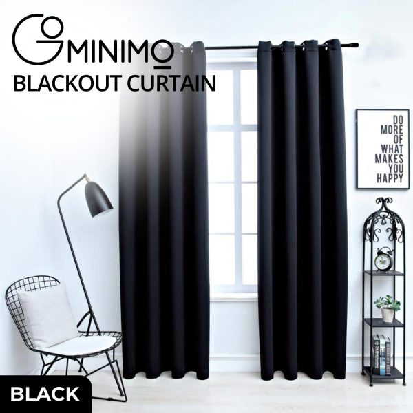 Blackout Window Curtains for Thermal Insulated Room (Set of 2, W132cm x D213cm, Black)