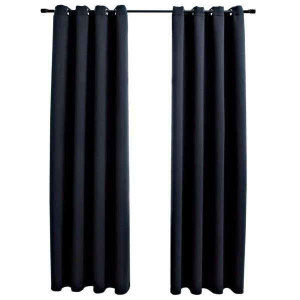 Blackout Window Curtains for Thermal Insulated Room (Set of 2, W132cm x D213cm, Black)