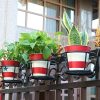 4 Pack Plant Stand Flower Holder Hanging Railing Pot Basket Plant Garden Black