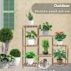 Wood Plant Stand Indoor Outdoor (3 Tiers 7 Potted Ladder)