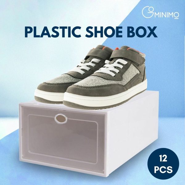 GOMINIMO Plastic Shoe Box (White) – 12