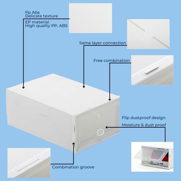 GOMINIMO Plastic Shoe Box (White) – 12