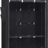 Clothes Wardrobe Portable Closet with Cover and 3 Hanging Rails Black RYG092B02