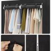 Clothes Wardrobe Portable Closet with Cover and 3 Hanging Rails Black RYG092B02