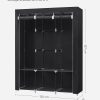 Clothes Wardrobe Portable Closet with Cover and 3 Hanging Rails Black RYG092B02