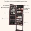 SONGMICS Jewelry Cabinet Armoire with Full-Length Frameless Mirror Brown JJC002K01