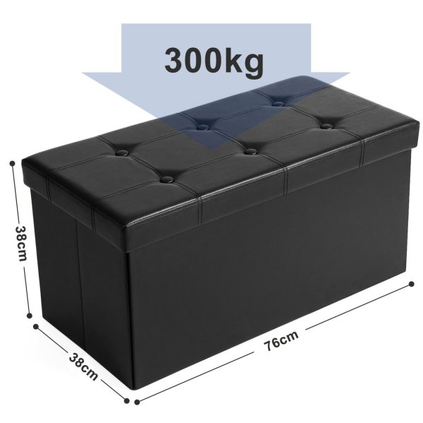 76cm Folding Storage Ottoman Bench Footrest Black