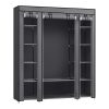 150cm Portable Closet Organizer, Wardrobe with Shelves and Cover Gray