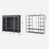 150cm Portable Closet Organizer, Wardrobe with Shelves and Cover Gray