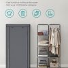 Portable Clothes Storage Organizer with 6 Shelves and 1 Clothes Hanging Rail Grey RYG84GY