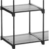 Portable Closet Wardrobe with 2 Hanging Rods Black