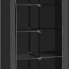 Portable Clothes Storage Organizer with 6 Shelves and 1 Clothes Hanging Rail Black RYG84BK