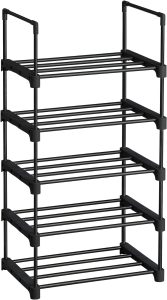 5 Tier Metal Shoe Rack for 10 Pairs of Shoes Black