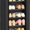 7 Tier Shoe Rack for 14-20 Pairs of Shoes with Nonwoven Fabric Cover Black RXJ024B02