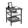 Bradenton Set of 2 Charcoal Gray and Black Side Table with Adjustable Mesh Shelves LET024B04