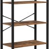 5 Tier Bookshelf Standing Display Storage Rack Rustic Brown