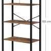 5 Tier Bookshelf Standing Display Storage Rack Rustic Brown