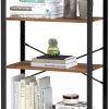 5 Tier Bookshelf Standing Display Storage Rack Rustic Brown