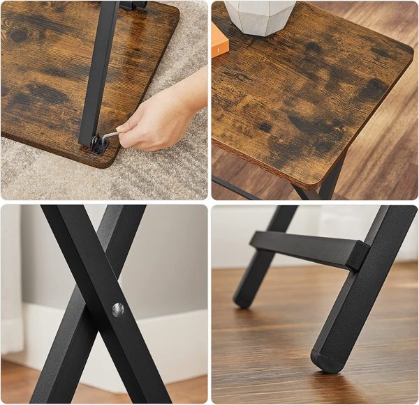 TV Tray Set of 2 Folding Tables Rustic Brown and Black