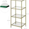 VASAGLE Storage Shelf 4-Tier Tempered Glass Gold LGT029A01